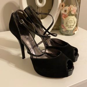 Peep toe Guess by Marciano black open toe with ankle strap high heels
